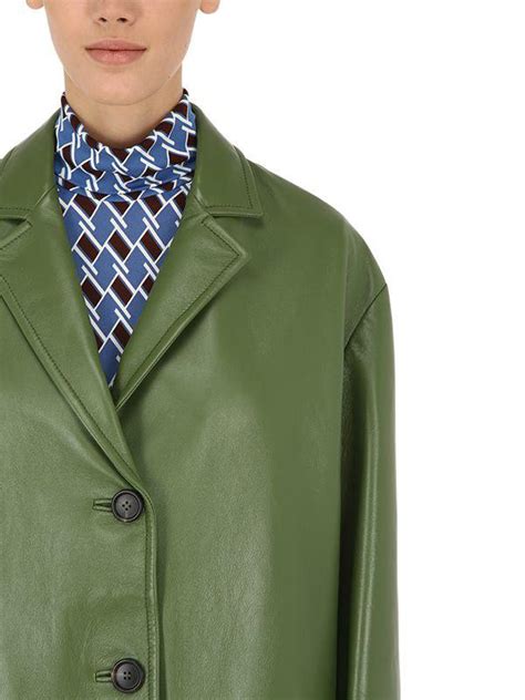 prada leather coat|prada leather jacket green.